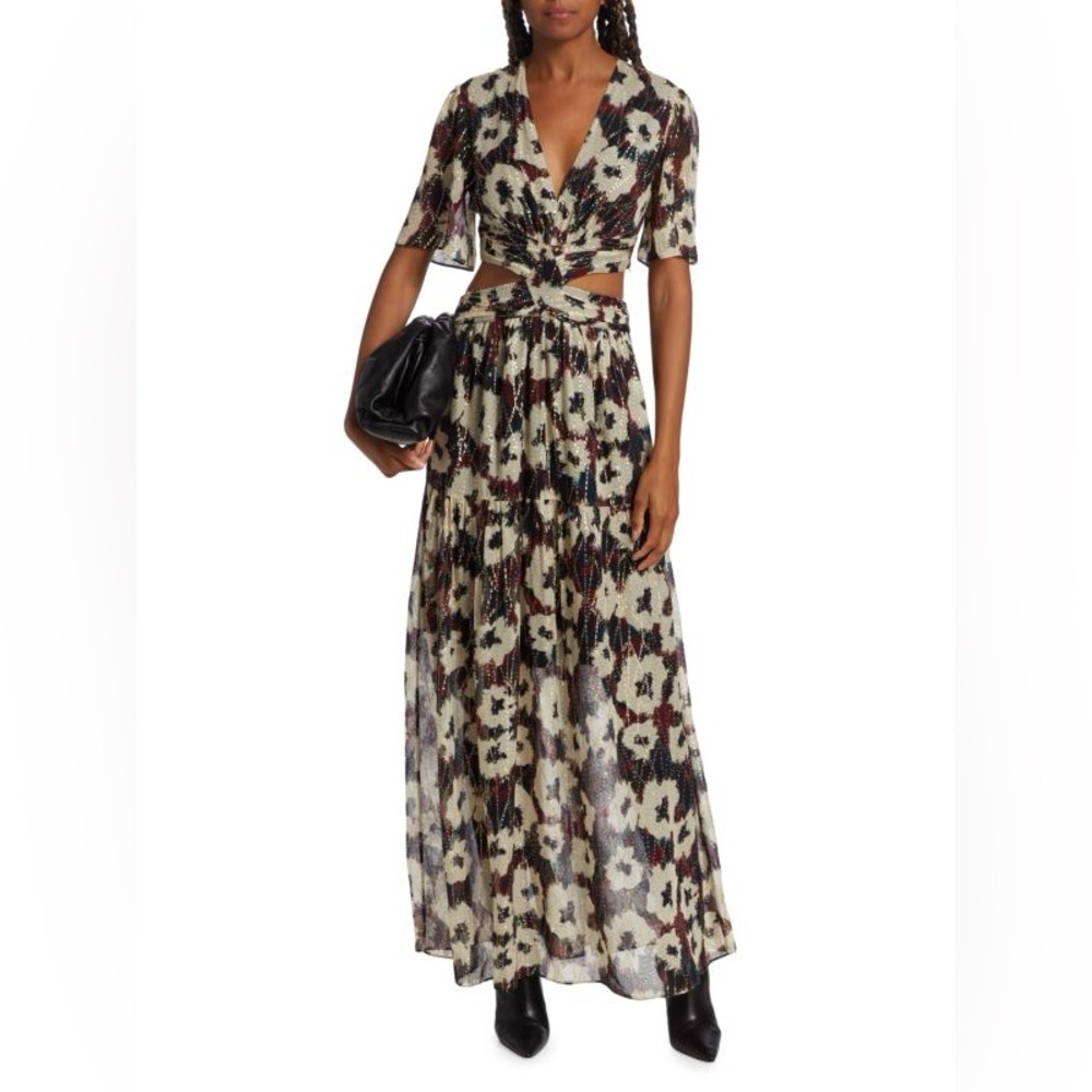 BA&SH Robe Kandy Floral Cut Out Maxi Dress NWT Small MSRP $660
